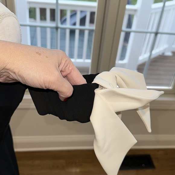 Boston Proper Strapless cocktail dress with cream sleeve bows - Picture 2 of 5